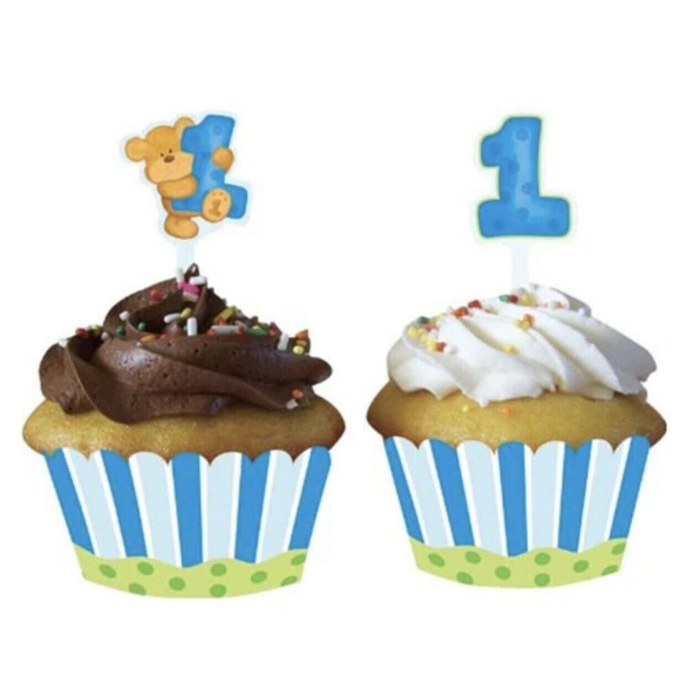 12-Count Cupcake Wrappers with‎ Picks, Bears 1st First Birthday Baby’s